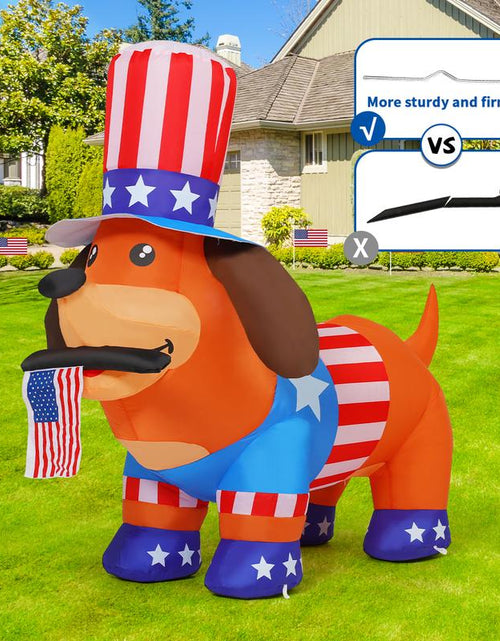 Load image into Gallery viewer, 4Th of July Inflatables 4FT Dog with American Flag Independence Day Blow up Inflatable Yard Decorations with Built-In Leds for Holiday Party Indoor Outdoor Yard Garden Lawn
