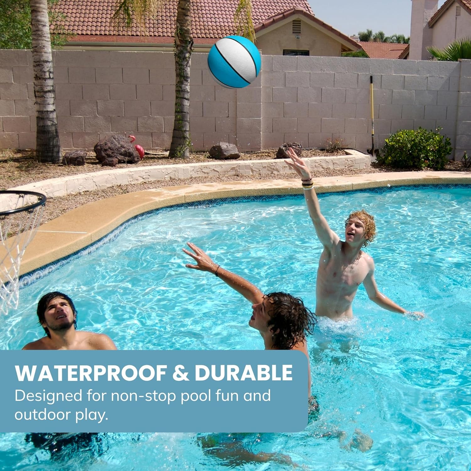 Regulation Size 9'' Swimming Pool Basketball, Waterproof, Blue (Size 6), for Ages 12+, 1 Piece