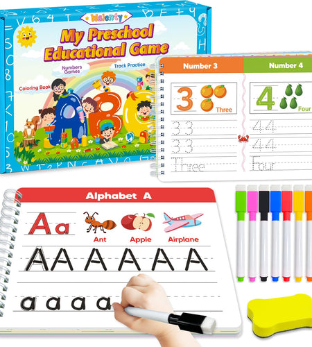 Walenty Preschool Learning Activities Kindergarten Workbooks Toddler Busy Book Handwriting Practice Activity Tracing Book for Kids 3-5 Montessori Educational Toys Gifts for 3 4 5 Year Old Boy Girl