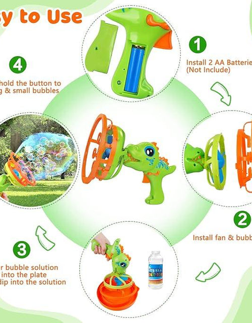 Load image into Gallery viewer, Bubble Machine Dinosaur Bubble Machines for Children, Toy with Bubble Solution, Boys &amp; Girls Games, Garden &amp; Outdoor Easter Gifts
