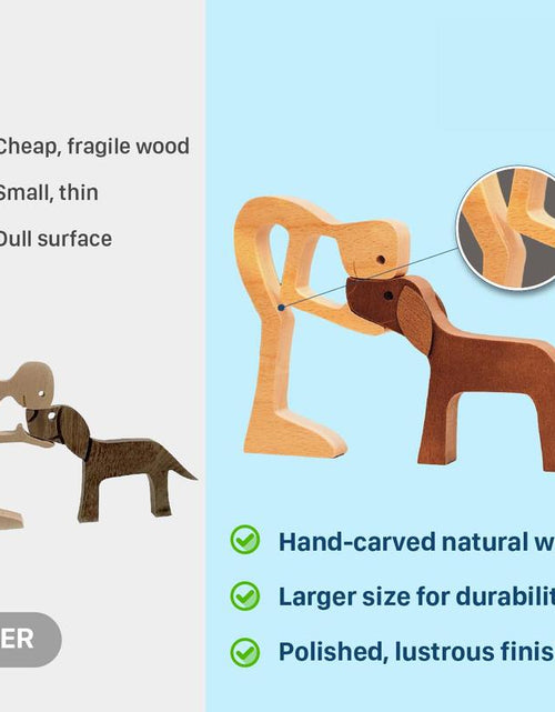 Load image into Gallery viewer, Pawfect House Man with Dog Wooden Pet Carvings, Handcrafted Wood Sculpture, Thoughtful Gift for Pet Owners, Memorial Dog Lover Decor
