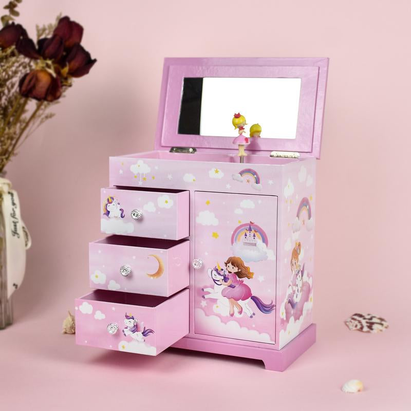 Musical Jewelry Box，Organize，Gift for Girls Children Girlfriend Mom，Room Decor，Ballerinas，Pink，Birthday，Valentine'S Day, Thanksgiving, Halloween，Christmas