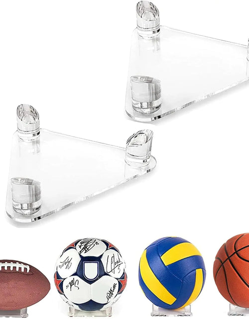 Load image into Gallery viewer, PETIT MANON 2 PCS Acrylic Basketball Stand Clear Display Stand for Basketball Ball Holder Storage for Basketball Football Volleyball Soccer Ball
