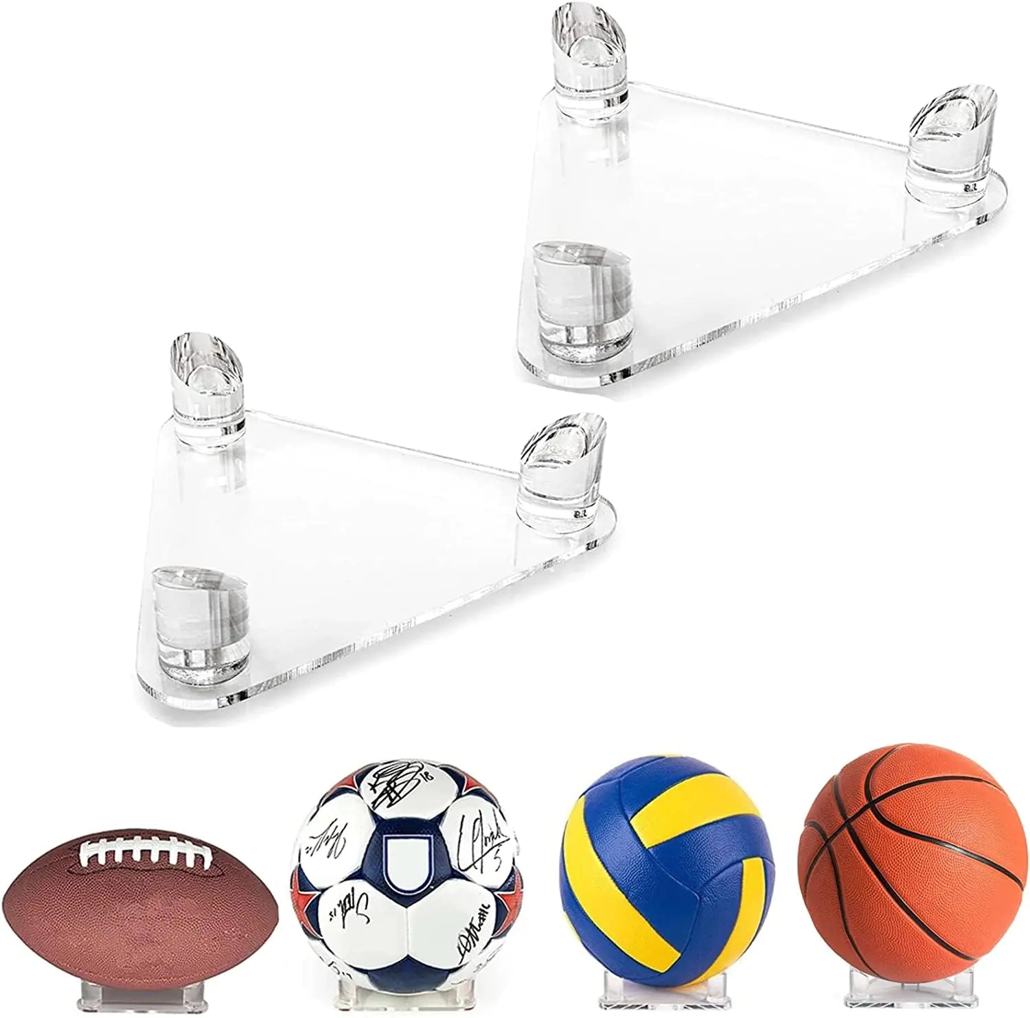 PETIT MANON 2 PCS Acrylic Basketball Stand Clear Display Stand for Basketball Ball Holder Storage for Basketball Football Volleyball Soccer Ball