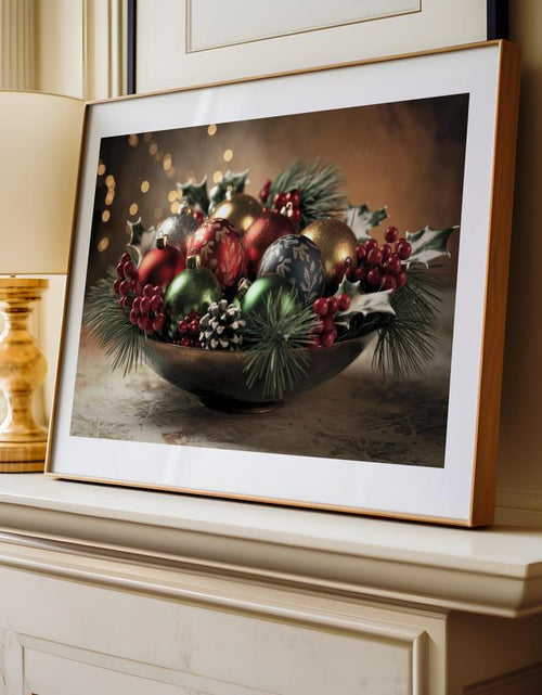 Load image into Gallery viewer, Elegant Christmas Ornament Wall Art Poster - High Quality Holiday Décor Physical Decoration, Aesthetic Holly Ornament Print Picture Unframe
