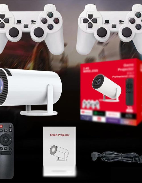 Load image into Gallery viewer, Portable Retro Game Projector – 10,000+ Built-In Retro Games, 1080P HD, Android 11, Dual Wireless Controllers | Portable Outdoor Movie &amp; Gaming Projector W/ Auto Keystone, Wifi, Bluetooth – Perfect Gift for Family, Kids &amp; Gamers
