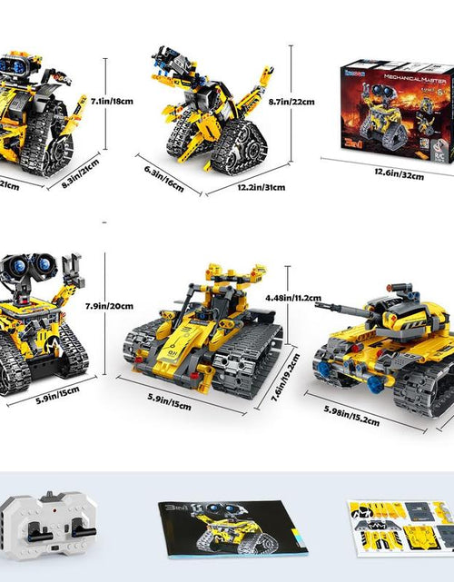 Load image into Gallery viewer, Robot Toys for Kids, 520 PCS App &amp; Remote Control Robotics Kit, 5-In-1 RC Wall Robot, Engineer Robot &amp; Dinosaur Building Toy, Gift for Boys &amp; Girls 6+
