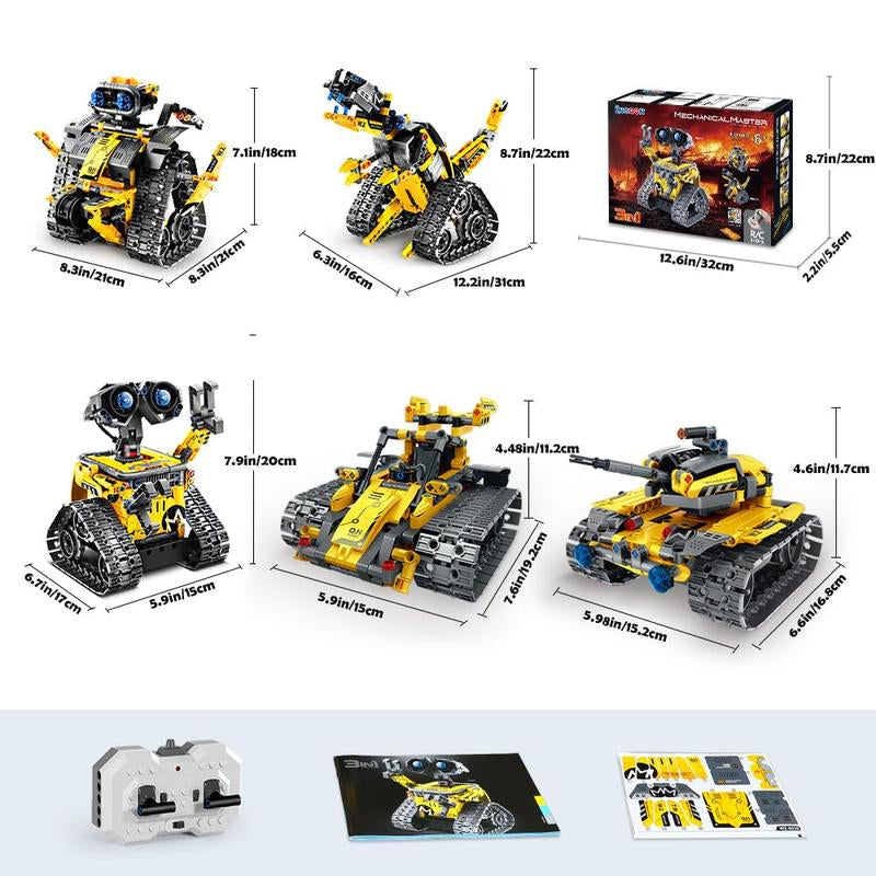 Robot Toys for Kids, 520 PCS App & Remote Control Robotics Kit, 5-In-1 RC Wall Robot, Engineer Robot & Dinosaur Building Toy, Gift for Boys & Girls 6+