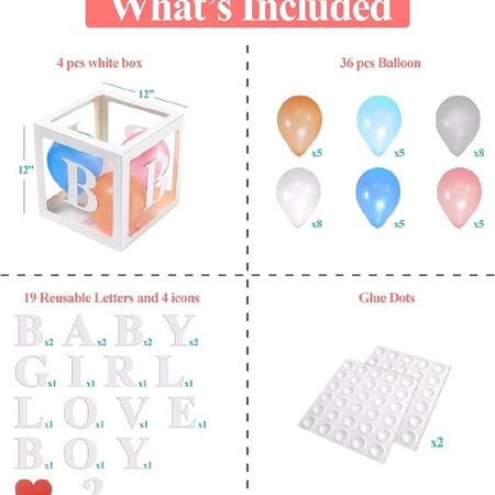 Set of 65 Pieces Baby Box Decorations for Baby Shower Use These Baby Boxes for Baby Shower as Baby Shower Decorations for Gender Reveal Party, Contains Baby Shower Blocks, Baby Boxes with Letters