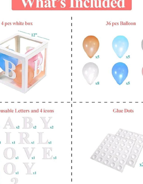 Load image into Gallery viewer, Set of 65 Pieces Baby Box Decorations for Baby Shower Use These Baby Boxes for Baby Shower as Baby Shower Decorations for Gender Reveal Party, Contains Baby Shower Blocks, Baby Boxes with Letters
