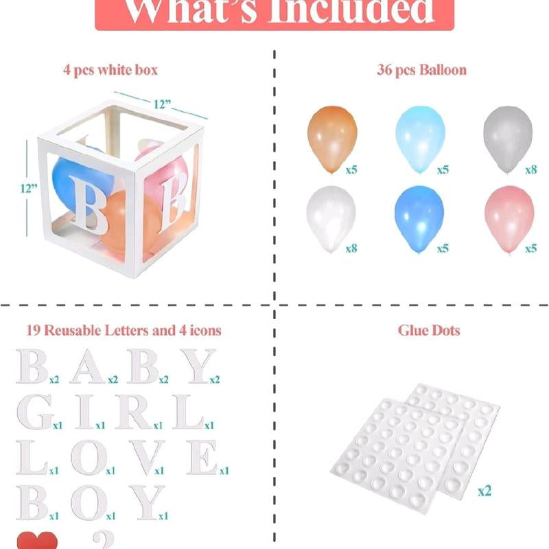 Set of 65 Pieces Baby Box Decorations for Baby Shower Use These Baby Boxes for Baby Shower as Baby Shower Decorations for Gender Reveal Party, Contains Baby Shower Blocks, Baby Boxes with Letters