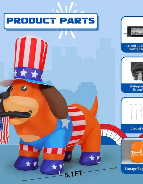 Load image into Gallery viewer, 4Th of July Inflatables 4FT Dog with American Flag Independence Day Blow up Inflatable Yard Decorations with Built-In Leds for Holiday Party Indoor Outdoor Yard Garden Lawn
