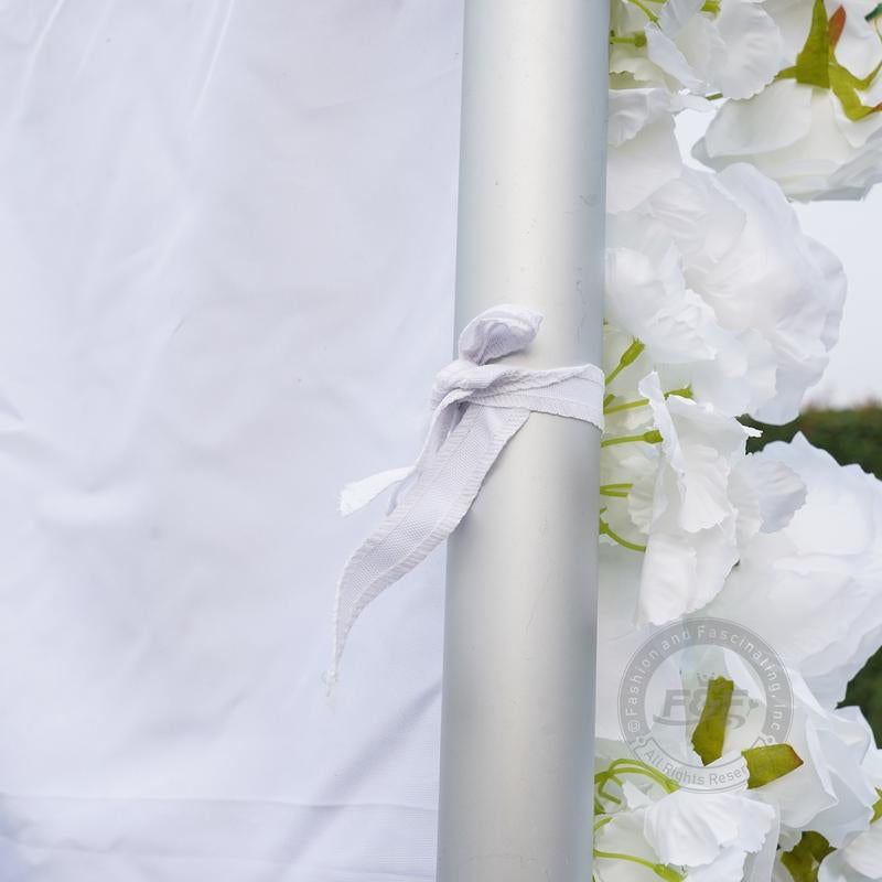 7.87FT X 8.53FT Artificial White Rose Cloth Base Flower Row Arrangement Decor for Wedding Backdrop Square Frame Event Props