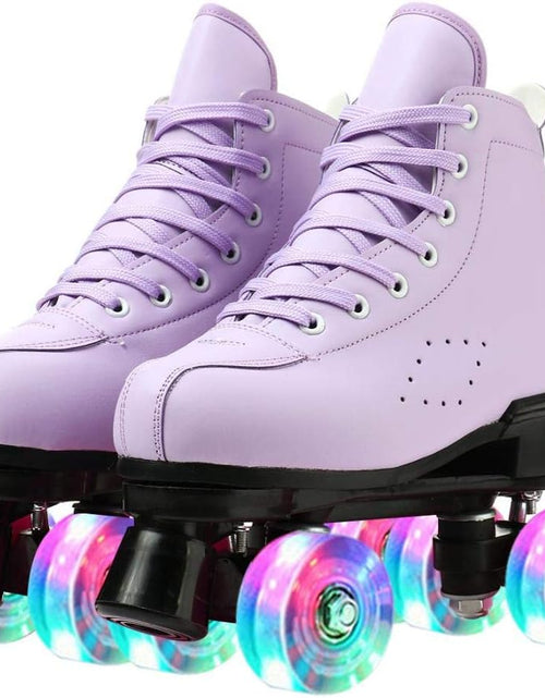 Load image into Gallery viewer, Roller Skates for Women and Men Cowhide High-Top Shoes Classic Double-Row Roller Skate Four-Wheel Roller Skates for Men Girls Unisex
