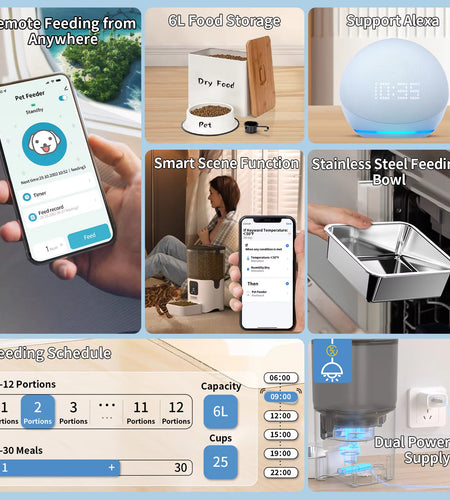 Smart Automatic Cat Feeders Wifi Pet Feeder with APP Control for Remote Feeding Detachable for Easy Clean Cat Food