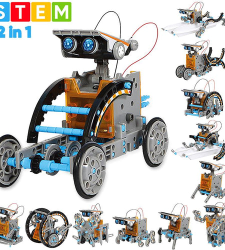 Sillbird STEM 12-In-1 Education Solar Robot Toys -190 Pieces DIY Building Science Experiment Kit for Kids Aged 8-10 and Older,Solar Powered by the Sun