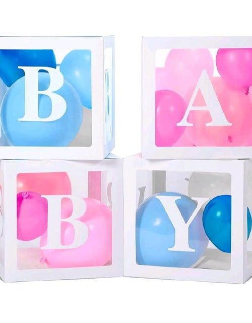 Load image into Gallery viewer, Set of 65 Pieces Baby Box Decorations for Baby Shower Use These Baby Boxes for Baby Shower as Baby Shower Decorations for Gender Reveal Party, Contains Baby Shower Blocks, Baby Boxes with Letters
