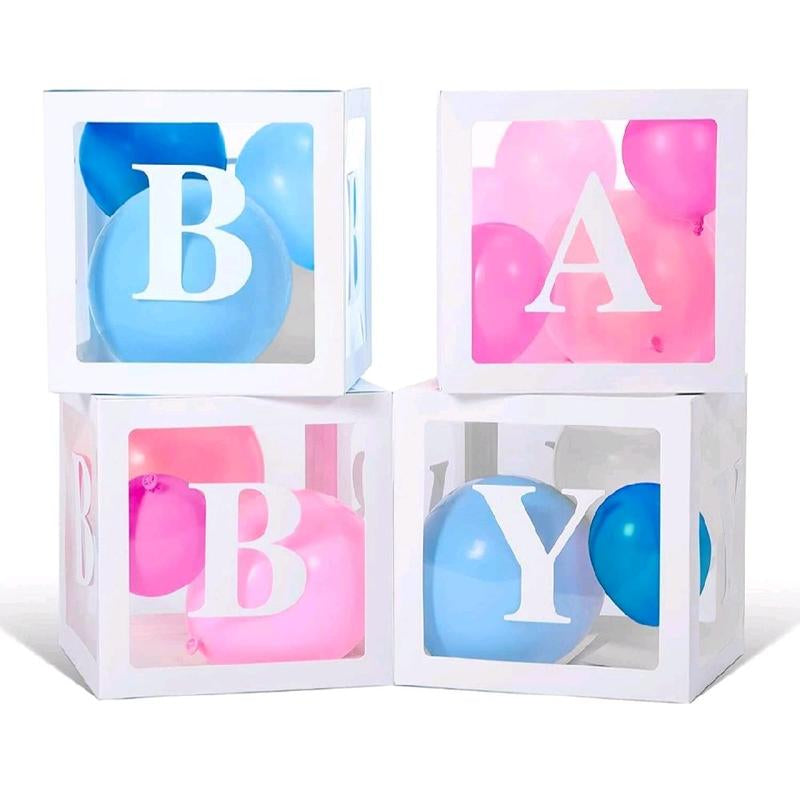 Set of 65 Pieces Baby Box Decorations for Baby Shower Use These Baby Boxes for Baby Shower as Baby Shower Decorations for Gender Reveal Party, Contains Baby Shower Blocks, Baby Boxes with Letters