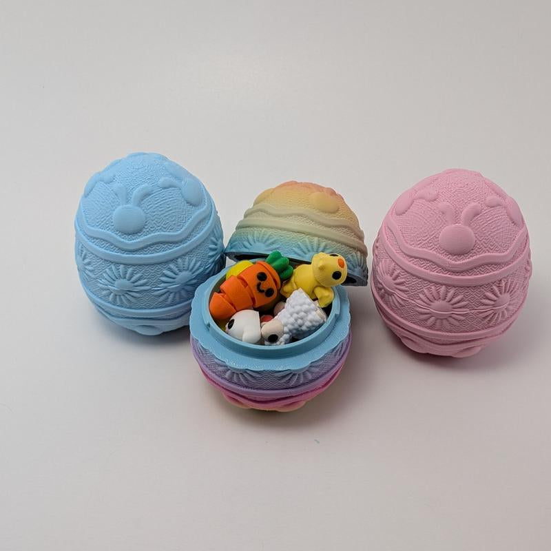 Easter Minis & Containers- Easter Themed Articulating 3D Printed Collectible Figurines - Easter Gift - Rainbow Egg & Easter Basket