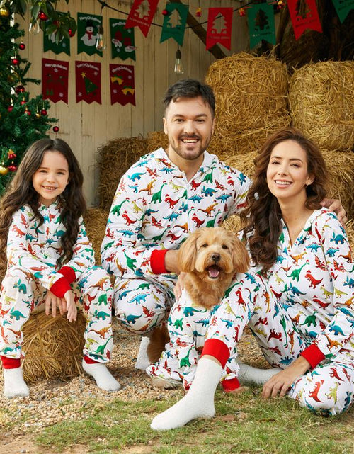 Load image into Gallery viewer, Patpat Christmas Pjs Dinosaur Print Family Matching Long-Sleeve Pajama Set Hooded Onesies Family Clothing Pajamas Sets (Flame Resistant) Spingtok
