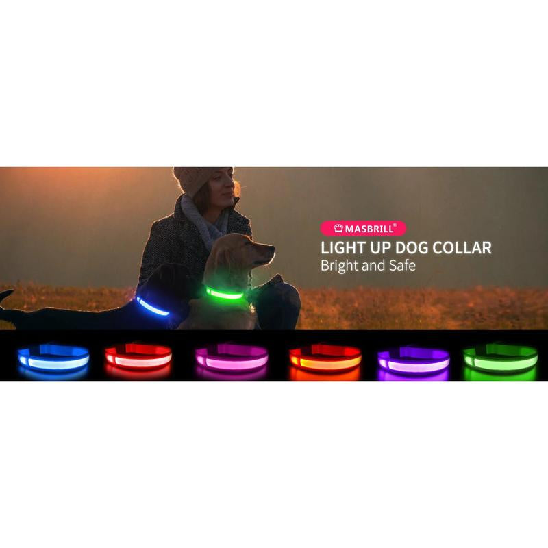 MASBRILL Dog Collar Luminous Pet Supplies Dog Collar Waterpoof Safety Collars