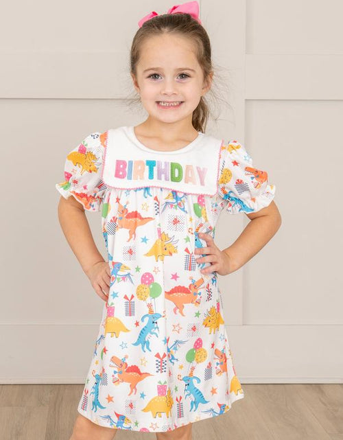 Load image into Gallery viewer, Dinosaur Birthday Party Ruffle Dress
