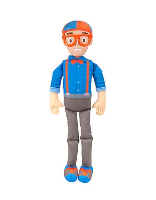 Load image into Gallery viewer, Blippi BLP0013 Bendable Plush Doll 16” Tall Featuring SFX-Squeeze The Belly to Hear Classic catchphrases-Fun Educational Toys for Babies Toddlers and Young Kids
