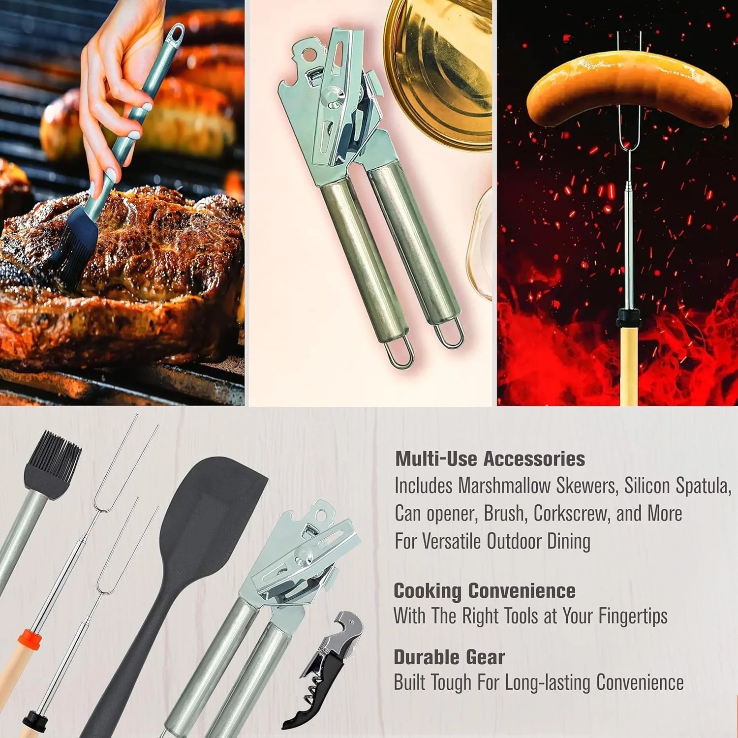 Grilling and Camping Cooking Utensils Set for the Outdoors BBQ - Camping Utensil Set Camping Kitchen Set Cookware Accessories
