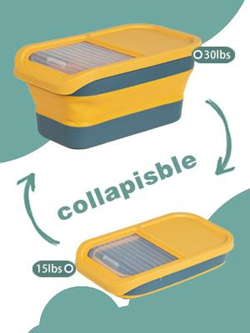 10-13Lbs Dog Food Storage Container, Folding Pet Food Container with Lids, Scoop and Measuring Cup, Pet Food Storage Containers Dry Food for Dog, Cats and Other
