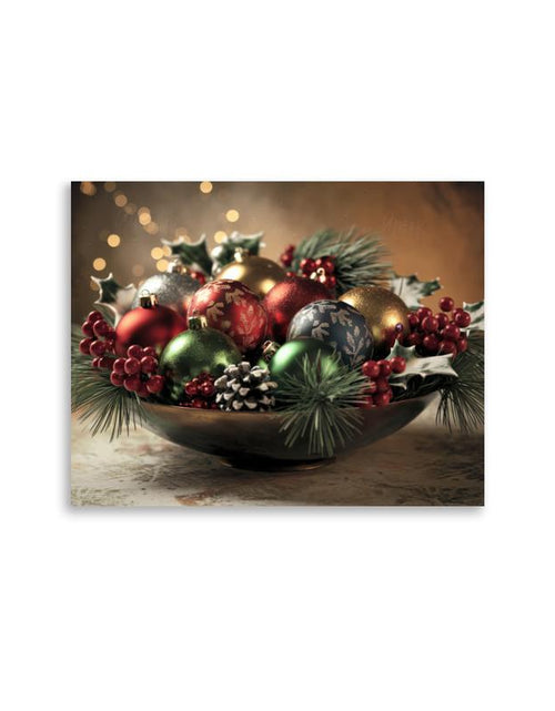 Load image into Gallery viewer, Elegant Christmas Ornament Wall Art Poster - High Quality Holiday Décor Physical Decoration, Aesthetic Holly Ornament Print Picture Unframe
