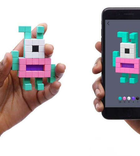 PIXIO Mini Safari 137 Magnetic Blocks in 6 Colors and Free Mobile App for Design
