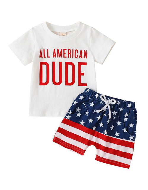 Load image into Gallery viewer, Baby Boy 4Th of July Independence Day Toddler Shorts Outfit Red Pants Clothing Sets Clothing Baby Boy Clothes Products #Springtok
