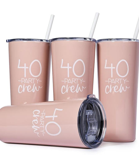 Celebrate 40 Party Crew Tumbler - 4 Pack | 22Oz | Exclusively for 40Th Birthday Party | 40Th Birthday Tumblers | 40Th Birthday Squad Tumblers