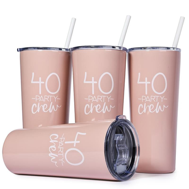 Celebrate 40 Party Crew Tumbler - 4 Pack | 22Oz | Exclusively for 40Th Birthday Party | 40Th Birthday Tumblers | 40Th Birthday Squad Tumblers