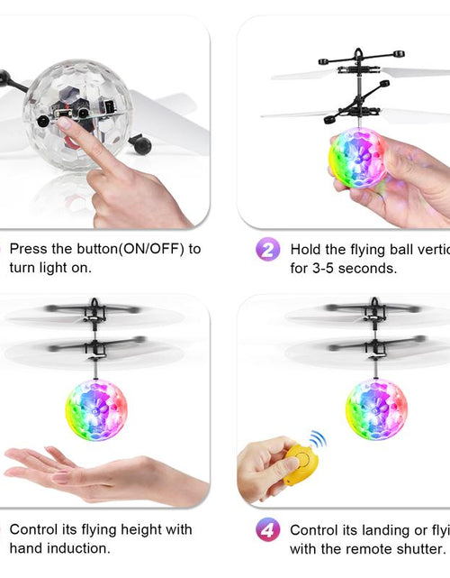 Load image into Gallery viewer, Allaugh Flying Ball Toys, RC Toy for Kids Boys Girls Rechargeable Light up Ball Drone Infrared Induction Helicopter with Remote Controller for Indoor and Outdoor Games
