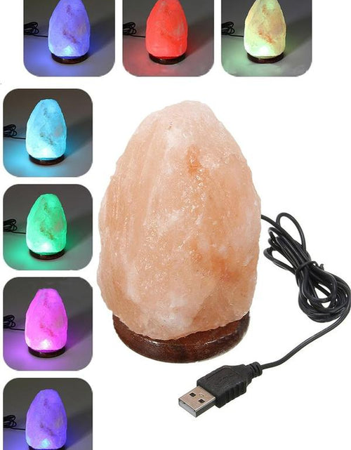 Load image into Gallery viewer, USB Himalayan Salt Lamp with Multi-Color LED Changing Bulb - Hand Carved Crystal Salt Rock Mini Lamp
