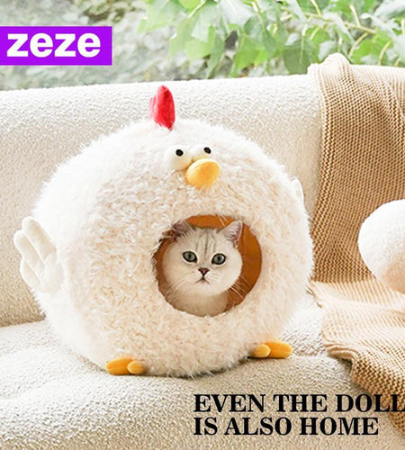 Cute Chicken Design Pet House, Semi-Enclosed Pet Bed, Soft & Comfortable Pet Nest, Pet Supplies for Small Dogs & Cats
