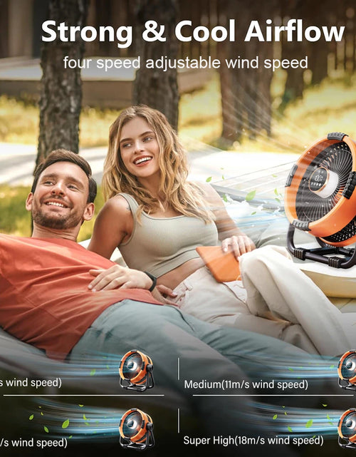 Load image into Gallery viewer, Camping Fan 20000Mah Rechargeable Portable Outdoor Camping Fan Wireless Camping Air Circulator Tent Ceiling Fan with LED Light

