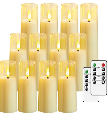 12 Pcs Flameless Candles, Battery Required, LED Candles with Remote Control Timer, Party Wedding Decor, Halloween, Christmas Decorations, Lighting
