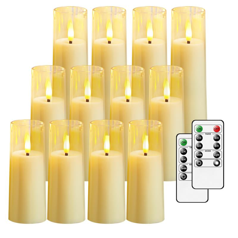 12 Pcs Flameless Candles, Battery Required, LED Candles with Remote Control Timer, Party Wedding Decor, Halloween, Christmas Decorations, Lighting