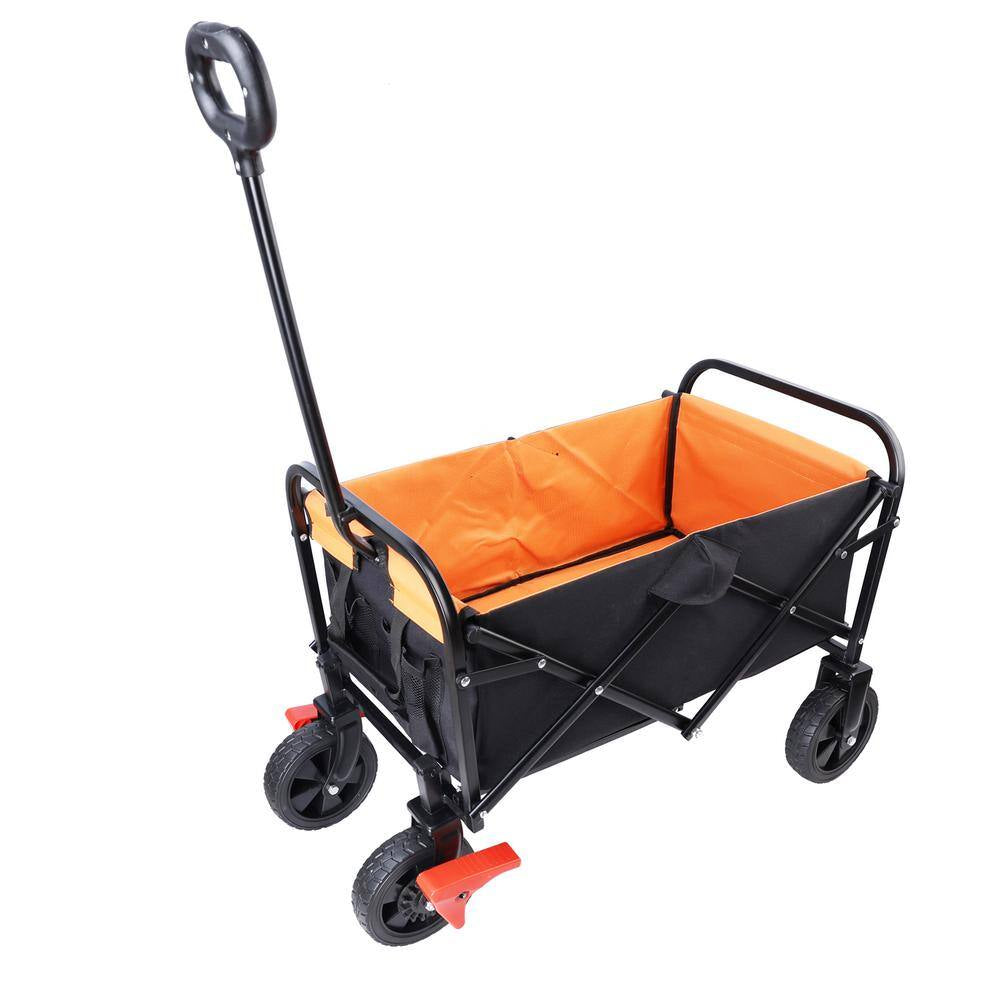 9.63 Cu. Ft. Metal Mini Portable Beach Trolley Garden Cart, Camping Foldable Folding Wagon for Outdoor/Park/Shopping