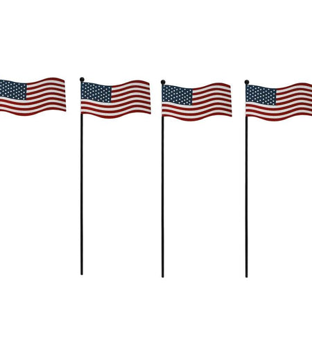 4Pcs 13"H Metal American Flag Garden Stake Patriotic US Flag Yard Signs Lawn Stakes Star&Stripes for Garden Patio Plant Pot Indoor Outdoor Memorial Day 4Th of July Independence Day Party Supply
