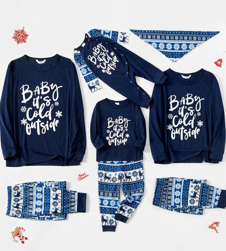 Patpat Mosaic Family Matching Letter Top Reindeer Pants Christmas Pajamas Sets (Flame Resistant) Spingtok