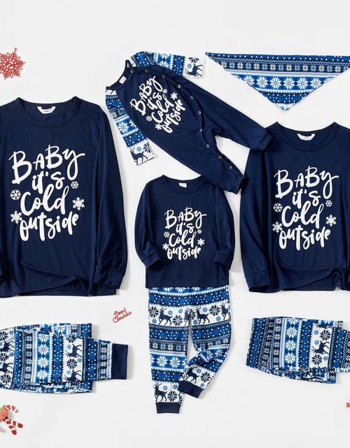 Load image into Gallery viewer, Patpat Mosaic Family Matching Letter Top Reindeer Pants Christmas Pajamas Sets (Flame Resistant) Spingtok
