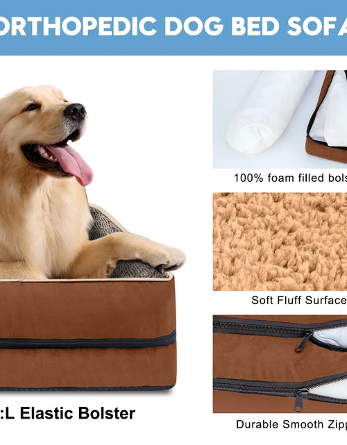 Load image into Gallery viewer, Dog Beds for Large Medium Small Dogs Orthopedic Pet Bed Sofa Supportive Egg Crate Foam Animal Couch with Removable Washable Cover Non Skid Bottom S to XL
