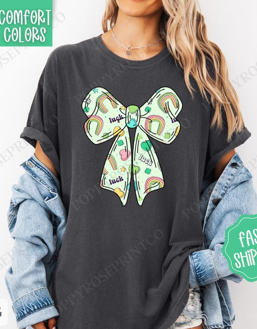Load image into Gallery viewer, Lucky Charm Bow St Patrick Shirt Comfort Colors, St Patrick&#39;S Day Women&#39;S Tee, Cute Women&#39;S Tshirt
