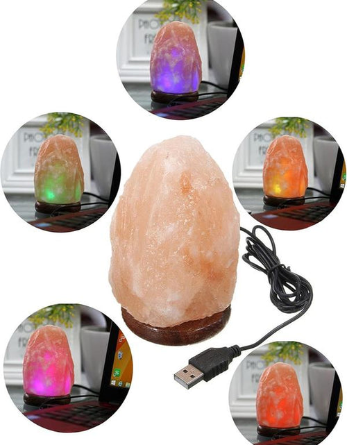Load image into Gallery viewer, USB Himalayan Salt Lamp with Multi-Color LED Changing Bulb - Hand Carved Crystal Salt Rock Mini Lamp
