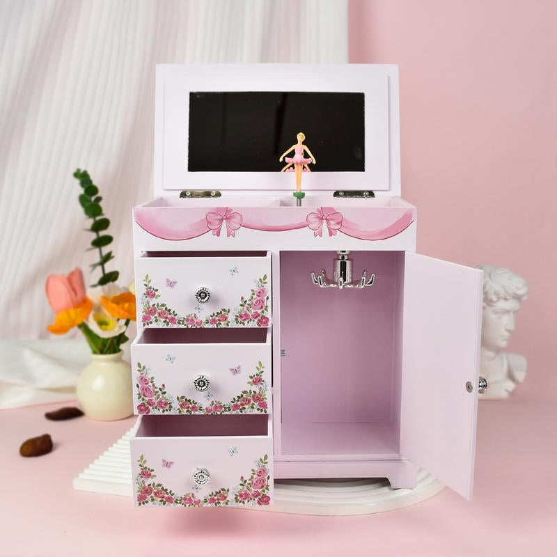 Musical Jewelry Box，Organize，Gift for Girls Children Girlfriend Mom，Room Decor，Ballerinas，Pink，Birthday，Valentine'S Day, Thanksgiving, Halloween，Christmas
