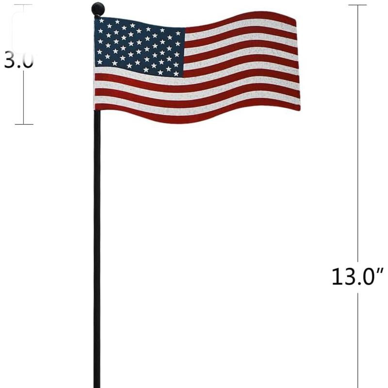 4Pcs 13"H Metal American Flag Garden Stake Patriotic US Flag Yard Signs Lawn Stakes Star&Stripes for Garden Patio Plant Pot Indoor Outdoor Memorial Day 4Th of July Independence Day Party Supply