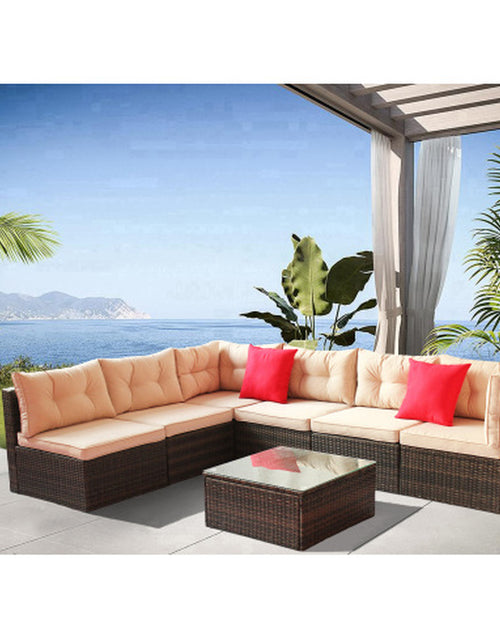 Load image into Gallery viewer, Patio Furniture Set PE Rattan Sectional Garden Furniture Corner Sofa Set
